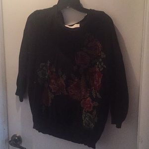 Zara Knit Sweater with embroidered floral print